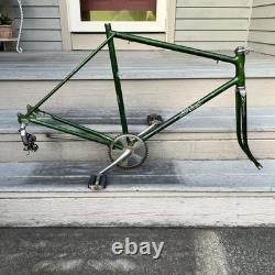 Vintage Green Schwinn Collegiate Bike Frame 1970s, Fork, Pedals & Sprocket
