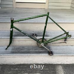 Vintage Green Schwinn Collegiate Bike Frame 1970s, Fork, Pedals & Sprocket