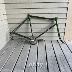 Vintage Green Schwinn Collegiate Bike Frame 1970s, Fork, Pedals & Sprocket