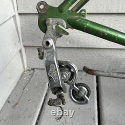 Vintage Green Schwinn Collegiate Bike Frame 1970s, Fork, Pedals & Sprocket