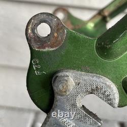 Vintage Green Schwinn Collegiate Bike Frame 1970s, Fork, Pedals & Sprocket