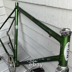 Vintage Green Schwinn Collegiate Bike Frame 1970s, Fork, Pedals & Sprocket