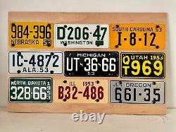 Vintage LOT of 9 Collectable Bicycle License Plates 1953 Wheaties Schwinn