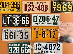 Vintage LOT of 9 Collectable Bicycle License Plates 1953 Wheaties Schwinn