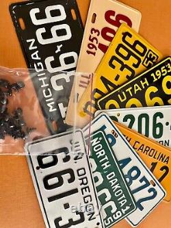 Vintage LOT of 9 Collectable Bicycle License Plates 1953 Wheaties Schwinn