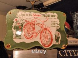 Vintage Large Schwinn Bicycle Porcelain Metal Advertising Sign