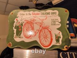 Vintage Large Schwinn Bicycle Porcelain Metal Advertising Sign
