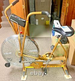 Vintage MCM Gold Schwinn Air-Dyne Dual Action Exercise Bike with Original Manual