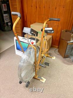 Vintage MCM Gold Schwinn Air-Dyne Dual Action Exercise Bike with Original Manual