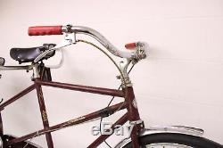 Vintage Maroon Schwinn Town & Country Tandem 2 Person Bike Bicycle
