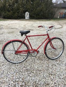 Vintage Mid Century Schwinn Racer Mens Bicycle 27in Red