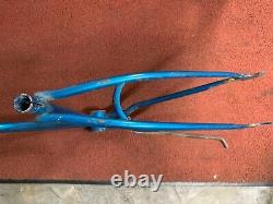 Vintage Original 1960's Schwinn Starlet Bicycle Frame Blue White Logo 20