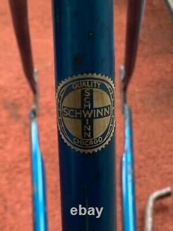 Vintage Original 1960's Schwinn Starlet Bicycle Frame Blue White Logo 20