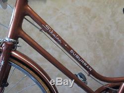 Vintage Original 1974 Schwinn Suburban 17 Frame Women's Ladies Brown Bike withbag
