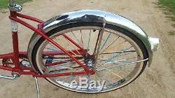 Vintage Original Chicago Schwinn American 1965 Red Chrome 26 S7 Cruiser Bicycle