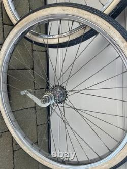 Vintage Original Schwinn Chrome Rim Wheels & Tires 26 1 3/4 S-7