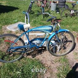 Vintage Original Schwinn Hornet Bicycle 1958 2 Toned Blue Springer Front Deco