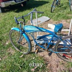 Vintage Original Schwinn Hornet Bicycle 1958 2 Toned Blue Springer Front Deco