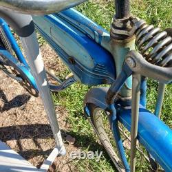 Vintage Original Schwinn Hornet Bicycle 1958 2 Toned Blue Springer Front Deco