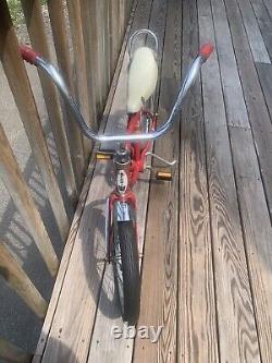 Vintage Original Schwinn Stringray Pixie Sparkle Banana Seat Bike Red & Chrome