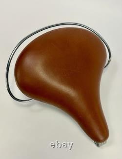 Vintage Persons Genuine Leather Mens Saddle Brown Chrome Crash Rail Ballooner