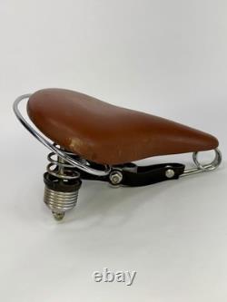 Vintage Persons Genuine Leather Mens Saddle Brown Chrome Crash Rail Ballooner