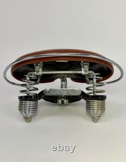 Vintage Persons Genuine Leather Mens Saddle Brown Chrome Crash Rail Ballooner