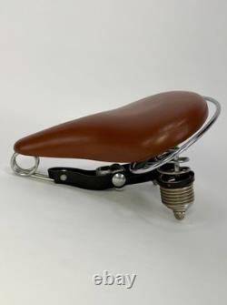 Vintage Persons Genuine Leather Mens Saddle Brown Chrome Crash Rail Ballooner