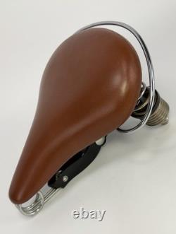 Vintage Persons Genuine Leather Mens Saddle Brown Chrome Crash Rail Ballooner
