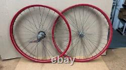 Vintage Postwar 26 Bicycle Red Drop Center Wheel Set Shelby Schwinn Lobdell