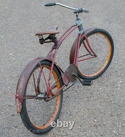 Vintage Prewar Sears Elgin Twin Bar BICYCLE Fat Tire Tank Cruiser Bike Schwinn Q