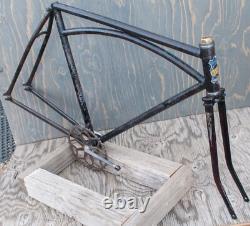 Vintage Prewar Simmons ArchBar Bicycle Truss FRAME FORK + Wood Wheel 28 BikeTOC