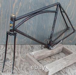 Vintage Prewar Simmons ArchBar Bicycle Truss FRAME FORK + Wood Wheel 28 BikeTOC