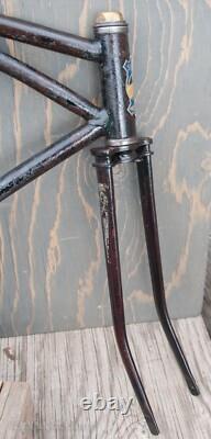 Vintage Prewar Simmons ArchBar Bicycle Truss FRAME FORK + Wood Wheel 28 BikeTOC