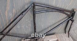 Vintage Prewar Simmons ArchBar Bicycle Truss FRAME FORK + Wood Wheel 28 BikeTOC