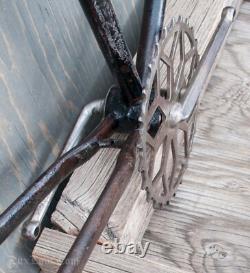 Vintage Prewar Simmons ArchBar Bicycle Truss FRAME FORK + Wood Wheel 28 BikeTOC