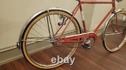 Vintage RED Schwinn Traveler Single Speed Men's Bicycle with2 speed kickback hub