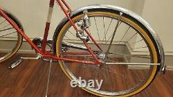 Vintage RED Schwinn Traveler Single Speed Men's Bicycle with2 speed kickback hub