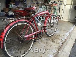 Vintage Red Schwinn Fleet Slimline Tank Bicycle 26 Wheels