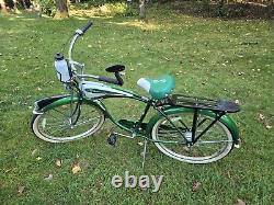 Vintage Retro Green/White Schwinn Horn Tank Cruiser Deluxe 7 Bicycle