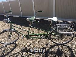 Vintage SCHWINN De Luxe TWINN Green 5-Speed Tandem Bicycle 1960's