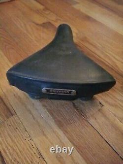 Vintage Schwinn Approved Bicycle Seat Part Black Vinyl Bike Schwin Exercise Rare