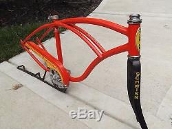 Vintage Schwinn BMX Tornado frame project Orange yellow black 78/79 coaster fork