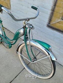 Vintage Schwinn Bicycle Girls Green Phantom Original Balloon Tire Bike Rare
