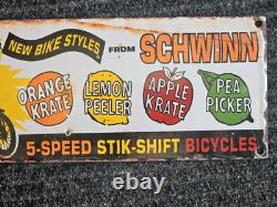 Vintage Schwinn Bicycle Metal Porcelain Sign