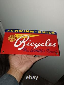 Vintage Schwinn Bicycle Metal Porcelain Sign
