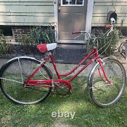 Vintage Schwinn Breeze Bicycle with Matching Seat and Grips, Red Girls 3 Speed