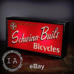 Vintage Schwinn Built Bicycles Painted Glass Advertising Sign