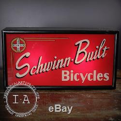 Vintage Schwinn Built Bicycles Painted Glass Advertising Sign