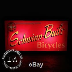 Vintage Schwinn Built Bicycles Painted Glass Advertising Sign